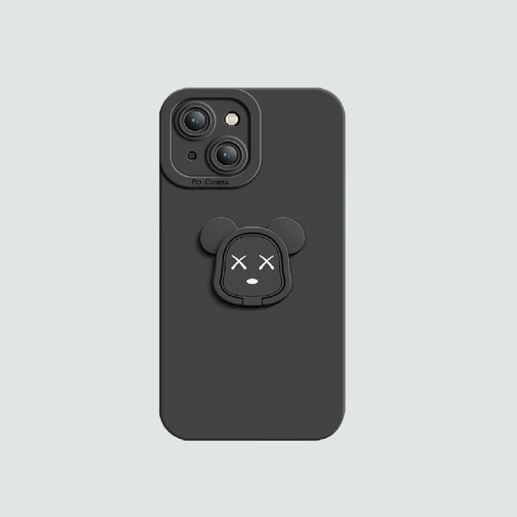 3D Phone Case | Black Bear Head Stand